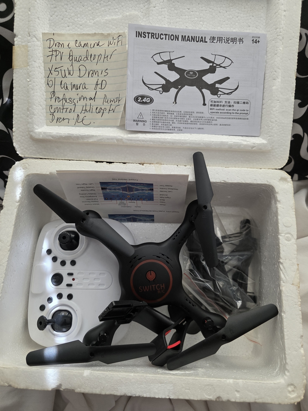 NWOT-Black Switch Drone with White Controller - Compact Quad Copter